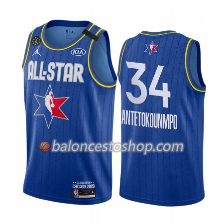 Camiseta Hombre NBA Milwaukee Bucks Giannis Antetokounmpo 34 2020 All-Star Jordan Brand Azul Swingman